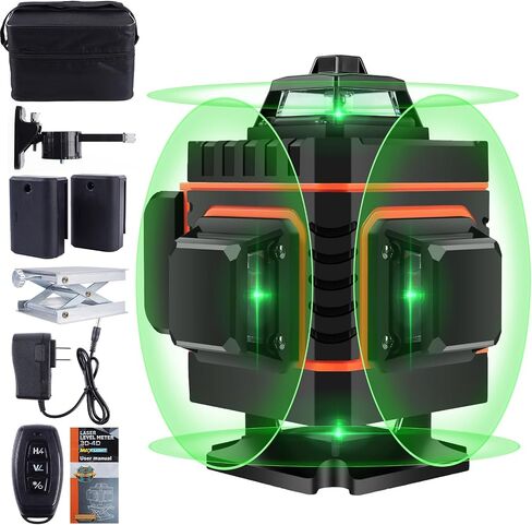 Laser Level, 100Ft Self Leveling Green Cross Line Laser Level for Construction and Hanging, 4 Adjustable Brightness, Sliding cover switch to protect window, Built-in charging and Magnetic Bracket in Saudi Arabia
