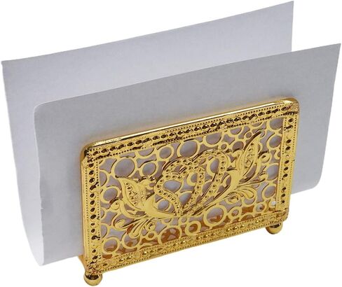 Square Hollow Cast Iron Napkin Holder, Paper Napkin Dispenser, Tissue Dispenser Organizer, Serviette Holder for Bathroom, Kitchen and Home Decor, Restaurant and Bar Accessories(Gold) in Saudi Arabia