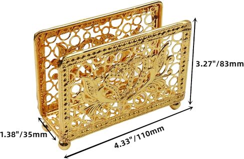 Square Hollow Cast Iron Napkin Holder, Paper Napkin Dispenser, Tissue Dispenser Organizer, Serviette Holder for Bathroom, Kitchen and Home Decor, Restaurant and Bar Accessories(Gold) in Saudi Arabia