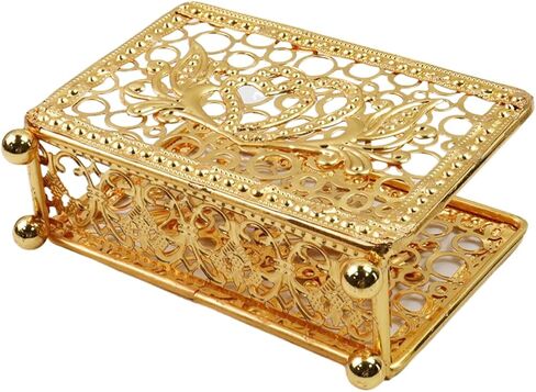 Square Hollow Cast Iron Napkin Holder, Paper Napkin Dispenser, Tissue Dispenser Organizer, Serviette Holder for Bathroom, Kitchen and Home Decor, Restaurant and Bar Accessories(Gold) in Saudi Arabia