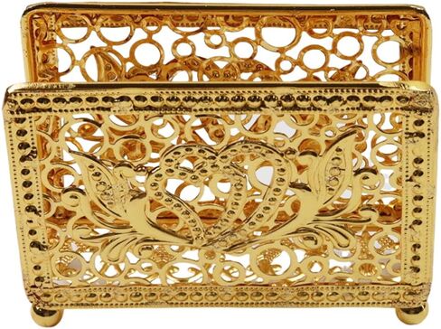 Square Hollow Cast Iron Napkin Holder, Paper Napkin Dispenser, Tissue Dispenser Organizer, Serviette Holder for Bathroom, Kitchen and Home Decor, Restaurant and Bar Accessories(Gold) in Saudi Arabia