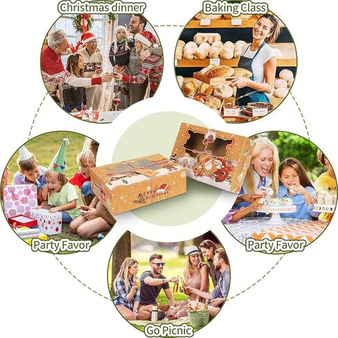 BEAVOING 24 Pack Christmas Cookie Boxes for Gift Giving, 8.65x6x2.75 In Christmas Bakery Treat Boxes with Window for Pastries, Cupcakes, Cookies, Christmas Cookie Containers for Covered Strawberries in Saudi Arabia