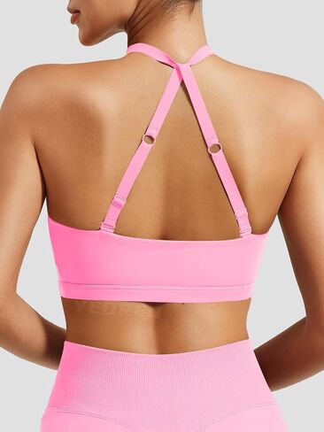 YEOREO Sports Bras for Women Open Back Workout Gym Bra Padded Medium Impact Yoga Tops with Ajustable Back Straps in Saudi Arabia