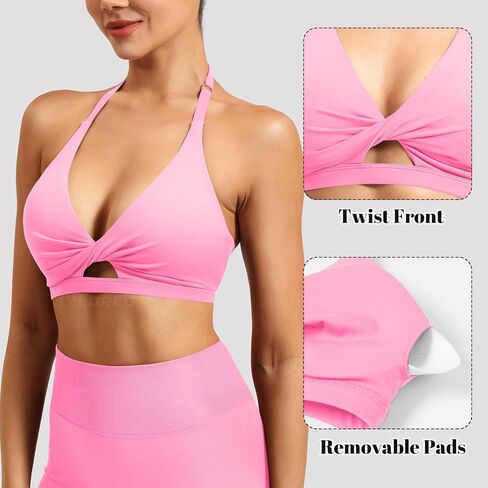 YEOREO Sports Bras for Women Open Back Workout Gym Bra Padded Medium Impact Yoga Tops with Ajustable Back Straps in Saudi Arabia