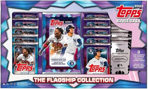 Topps 2024 Series 1 & 2 Baseball The Flagship Collection بطاقة التداول صندوق سوبر 13 حزمة بالإضافة إلى بطاقة كبيرة الحجم in Saudi Arabia