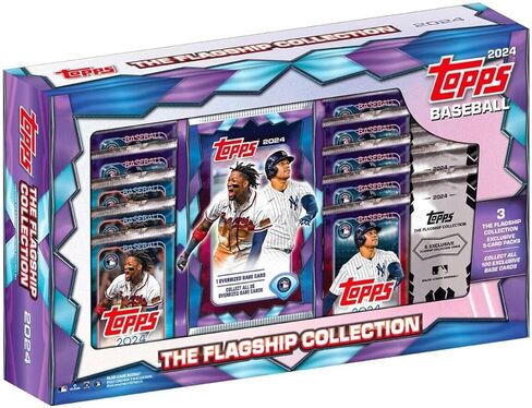 Topps 2024 Series 1 & 2 Baseball The Flagship Collection بطاقة التداول صندوق سوبر 13 حزمة بالإضافة إلى بطاقة كبيرة الحجم in Saudi Arabia