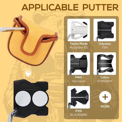 Golf Valuables Pouch, Leather Golf Tee Pouch with Drawstring Closure Golf Ball Tee Handbag Portable Golf Accessories for Men Beer Bear (Valuables Pouch) in Kuwait