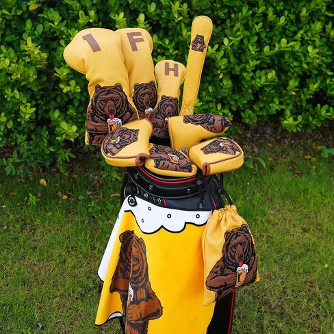 Golf Valuables Pouch, Leather Golf Tee Pouch with Drawstring Closure Golf Ball Tee Handbag Portable Golf Accessories for Men Beer Bear (Valuables Pouch) in Kuwait