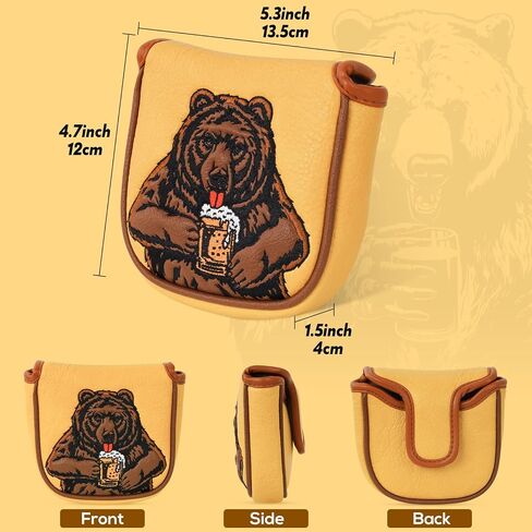 Golf Valuables Pouch, Leather Golf Tee Pouch with Drawstring Closure Golf Ball Tee Handbag Portable Golf Accessories for Men Beer Bear (Valuables Pouch) in Kuwait