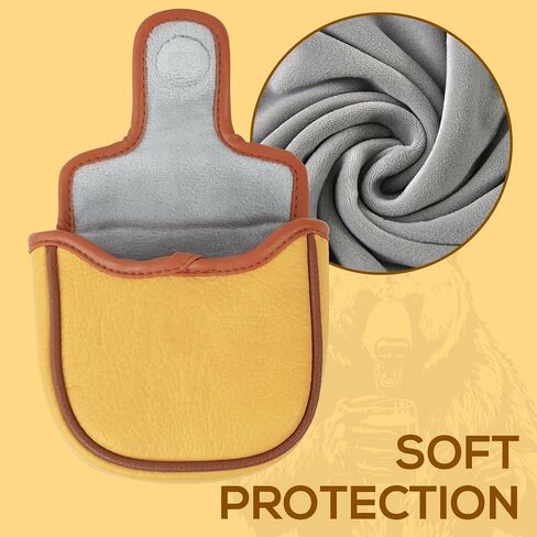 Golf Valuables Pouch, Leather Golf Tee Pouch with Drawstring Closure Golf Ball Tee Handbag Portable Golf Accessories for Men Beer Bear (Valuables Pouch) in Kuwait
