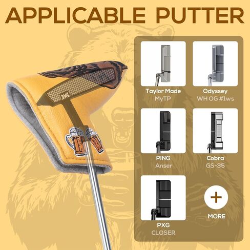 Golf Valuables Pouch, Leather Golf Tee Pouch with Drawstring Closure Golf Ball Tee Handbag Portable Golf Accessories for Men Beer Bear (Valuables Pouch) in Kuwait