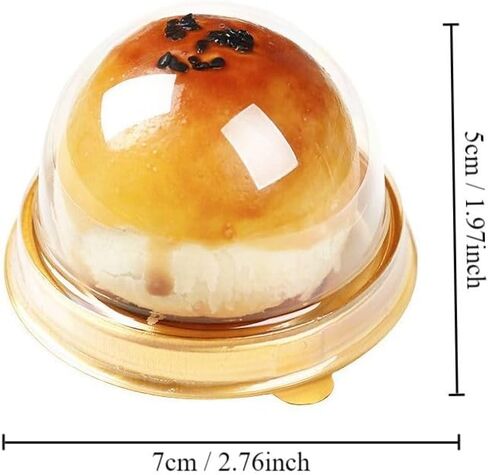 50Pcs Mini Cake Box,Plastic Clear Cake Containers with Dome Lids,Easy to Use,Practical Cupcake Box Mooncake Containers for Home Kitchen Birthday Party (Black) in Saudi Arabia