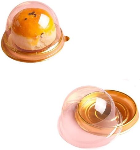 50Pcs Mini Cake Box,Plastic Clear Cake Containers with Dome Lids,Easy to Use,Practical Cupcake Box Mooncake Containers for Home Kitchen Birthday Party (Black) in Saudi Arabia