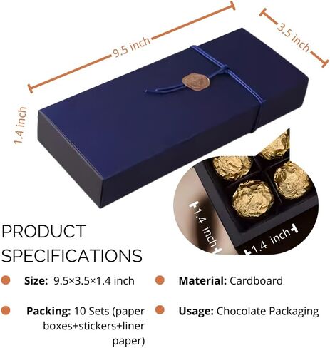 BBJ WRAPS 12 Cavity Chocolate Gift Packaging Box Wedding Party Paper Favor Boxes, Set of 10 (Blue) in Kuwait