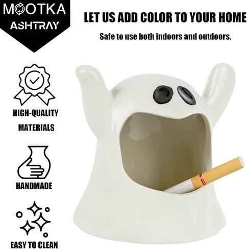 Ceramic Cigarette Ashtray, Desktop Smoking Ashtray Outdoors Indoor, Creative Ash Trays for Home, Office, Halloween Decorative in Kuwait