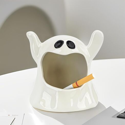 Ceramic Cigarette Ashtray, Desktop Smoking Ashtray Outdoors Indoor, Creative Ash Trays for Home, Office, Halloween Decorative in Kuwait