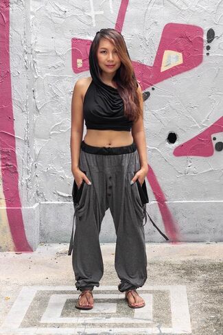 Women's Loose Harem Lounge Pants with Pockets Yoga Cotton Elastic Waist Joggers Baggy Trousers in Saudi Arabia