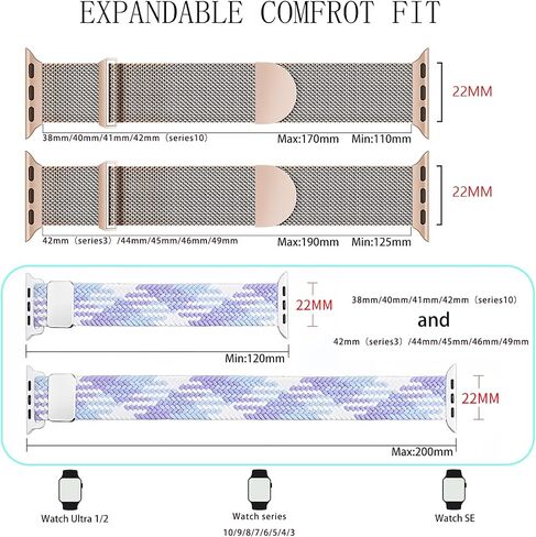 Magnetic Clasp Watch Bands for Women and Men, Compatible with Apple Watch Bands 38mm 40mm 41mm 42mm 44mm 45mm 49mm, for iWatch Bands Series Ultra/Ultra 2 SE 9 8 7 6 5 4 3 2 1, Stainless Steel & Nylon in Saudi Arabia