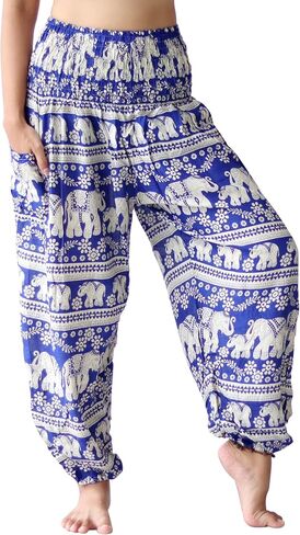 Full Funk Smock Waist Viscose Aladdin Harem Baggy Pants Rayon Summer Hippie Boho Mixed Retro Artworks in Kuwait