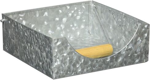 حامل مناديل من المعدن المجلفن من بينجارا بمقبض خشبي مثبت، رمادي in Kuwait