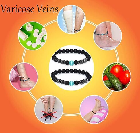 Todenb خلخال سبج أسود مضاد للتورم، قطعتين خلخال سبج أسود تورم، سوار مطرز سبج للرجال/النساء in Kuwait