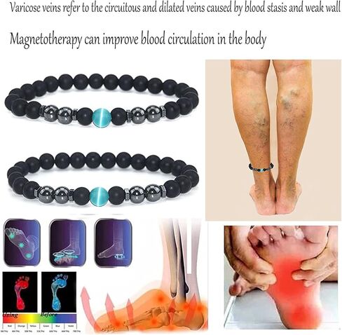 Todenb خلخال سبج أسود مضاد للتورم، قطعتين خلخال سبج أسود تورم، سوار مطرز سبج للرجال/النساء in Kuwait