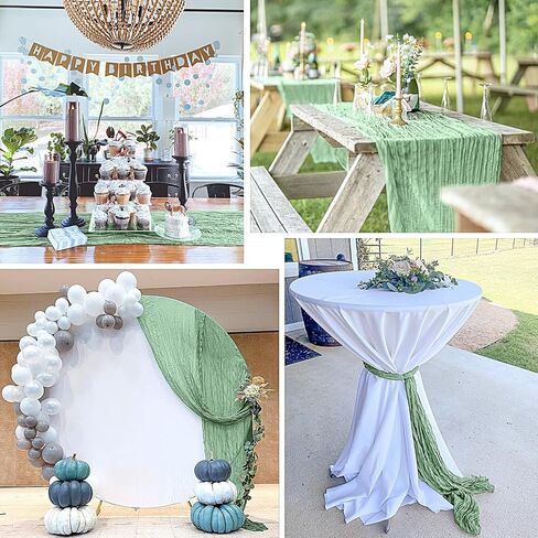 Cheesecloth Table Runner, 10ft Fall Thanksgiving Table Runner, Boho Rustic Gauze Baby Shower Decorations for Wedding Party Baby Shower Halloween Christmas Fall Decor in Saudi Arabia