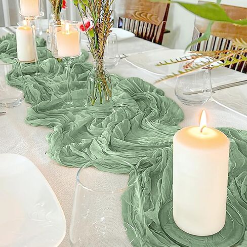 Cheesecloth Table Runner, 10ft Fall Thanksgiving Table Runner, Boho Rustic Gauze Baby Shower Decorations for Wedding Party Baby Shower Halloween Christmas Fall Decor in Saudi Arabia