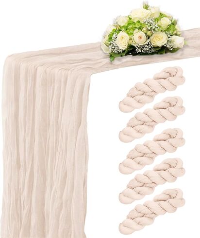 Cheesecloth Table Runner, 10ft Fall Thanksgiving Table Runner, Boho Rustic Gauze Baby Shower Decorations for Wedding Party Baby Shower Halloween Christmas Fall Decor in Saudi Arabia