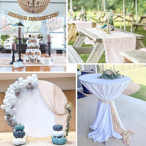 Cheesecloth Table Runner, 10ft Fall Thanksgiving Table Runner, Boho Rustic Gauze Baby Shower Decorations for Wedding Party Baby Shower Halloween Christmas Fall Decor in Saudi Arabia