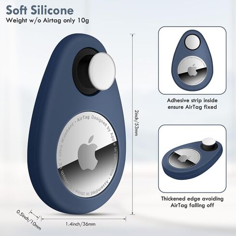 حامل Airtag Keychain Airtag للمفاتيح، والأمتعة، والحيوانات الأليفة، وحقيبة مكونة من قطعتين مع سلسلة مفاتيح، وسلسلة مفاتيح Airtags لعلامات Apple Air، وإكسسوارات Airtag لجهاز تعقب مكتشف العناصر GPS، أسود in Kuwait