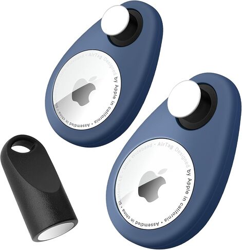 حامل Airtag Keychain Airtag للمفاتيح، والأمتعة، والحيوانات الأليفة، وحقيبة مكونة من قطعتين مع سلسلة مفاتيح، وسلسلة مفاتيح Airtags لعلامات Apple Air، وإكسسوارات Airtag لجهاز تعقب مكتشف العناصر GPS، أسود in Kuwait