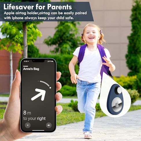 حامل Airtag Keychain Airtag للمفاتيح، والأمتعة، والحيوانات الأليفة، وحقيبة مكونة من قطعتين مع سلسلة مفاتيح، وسلسلة مفاتيح Airtags لعلامات Apple Air، وإكسسوارات Airtag لجهاز تعقب مكتشف العناصر GPS، أسود in Kuwait