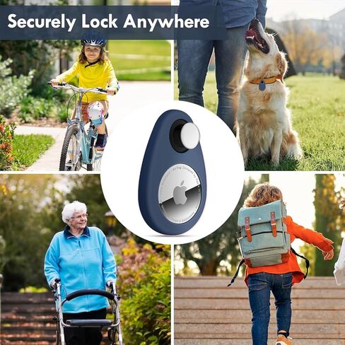 حامل Airtag Keychain Airtag للمفاتيح، والأمتعة، والحيوانات الأليفة، وحقيبة مكونة من قطعتين مع سلسلة مفاتيح، وسلسلة مفاتيح Airtags لعلامات Apple Air، وإكسسوارات Airtag لجهاز تعقب مكتشف العناصر GPS، أسود in Kuwait