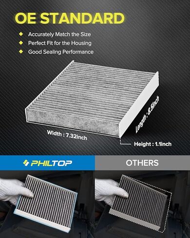 PHILTOP CF10134 Cabin Air Filter, Replacement for ILX, MDX, RDX, RL, RLX, TL, TLX, TSX, ZDX, Accord, Accord Crosstour, Civic, Crosstour, CR-V, Odyssey, Passport, Pilot, Ridgeline in Saudi Arabia
