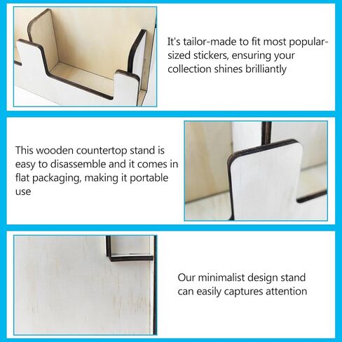 Sticker Display Stand, 7.5 × 9.4 × 16.5 inch Wooden Display Stand, 4 Tier Tiered Display Stand, Greeting Card Display Stand, for Coasters, Bookmarks, Vendors, Craft Trade Shows (1) in Saudi Arabia