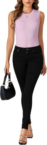 Rooscier Women's Racerback Crew High Neck Knit Ribbed Slim Fitted Casual Basic Tank Top Shirts in Saudi Arabia