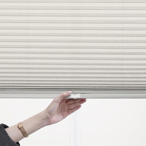 DEZ FURNISHINGS QCCR450480 Cordless Light Filtering Cellular Shade, 45" x 48", Cream in Saudi Arabia