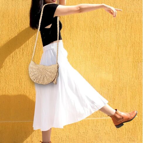 Women Straw Crossbody Purse Straw Clutch Bag Summer Beach Shoulder Handbag Woven Handmade Purse in Saudi Arabia