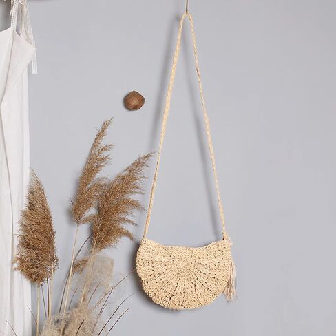 Women Straw Crossbody Purse Straw Clutch Bag Summer Beach Shoulder Handbag Woven Handmade Purse in Saudi Arabia