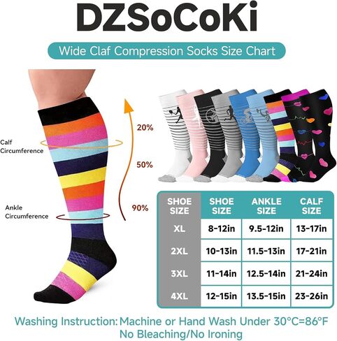 Wide Calf Compression Socks Women Men Plus Size 15-20mmhg Extra Large Compression Sock for Nurse Pregnancy Travel in Saudi Arabia