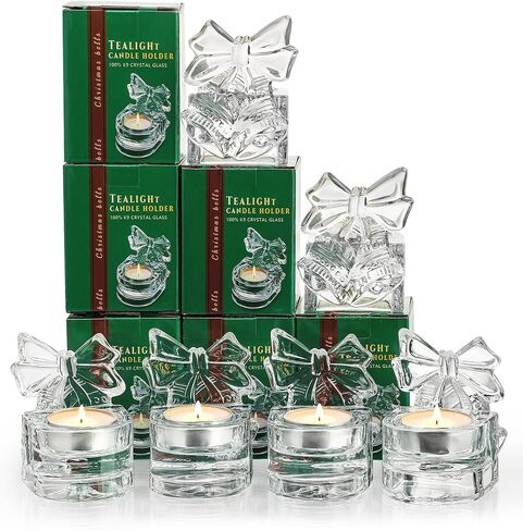 H&D HYALINE & DORA Set of 3 Clear Glass Cross Candle Holder 4" High Christian Tea Light Holder Cross Crystal Votive Candle Holders for Religious Gift in Box in Kuwait