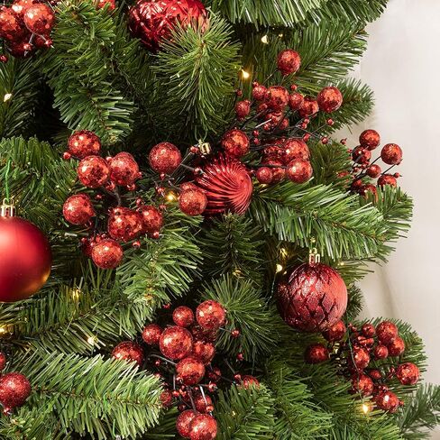 KI Store Red Christmas Tree Picks Stems Pack of 9 Artificial Glittered Berry Stems Red Tree Ornaments Decoration for Xmas Tree Halloween Wreath Garland Handcraft in Saudi Arabia