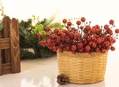 KI Store Red Christmas Tree Picks Stems Pack of 9 Artificial Glittered Berry Stems Red Tree Ornaments Decoration for Xmas Tree Halloween Wreath Garland Handcraft in Saudi Arabia
