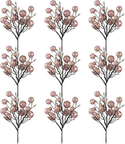 KI Store Red Christmas Tree Picks Stems Pack of 9 Artificial Glittered Berry Stems Red Tree Ornaments Decoration for Xmas Tree Halloween Wreath Garland Handcraft in Kuwait