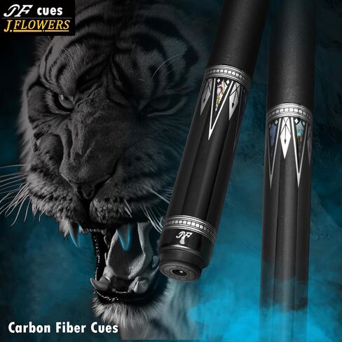 Jflowers 10-22F Carbon Fiber Pool Cue Stick, 58" Leather Wrap Real Handmade Inlay Pool Sticks, Full Carbon Technology 12.5mm Tip Professional Low Deflection Billiard Cue Stick Case Set in Kuwait