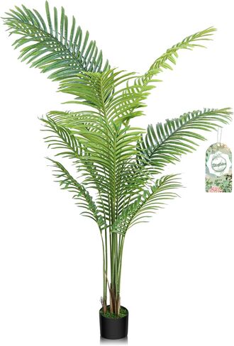 5FT Artificial Tree, Toffee Palm with Plastic Nursery Pot, Fake Plant for Office House Farmhouse Living Room Home Decor (Indoor/Outdoor)… in Saudi Arabia