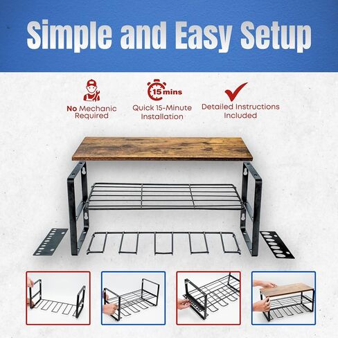 Power Tool Organizer, 4 Power Drill Holder Wall Mount, 3 Layers Heavy Duty Rack WOOD Top Shelf, Garage Tool Organizer, Garage Storage Shelf, Father Day Gift in Saudi Arabia