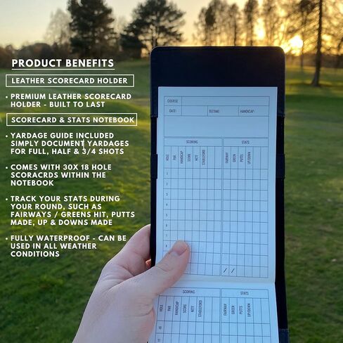 A-ONE Golf scorecard Holder / 2 Waterproof Golf Journal (Golf Log Book), Golf Yardage Book, Golf Scorecard Book, Golf Notebook Golf scorecard Book,30x scorecards. Golf Leather Score Journal in Kuwait