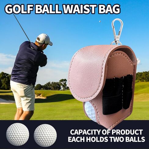 Golf Ball Waist Bag, Lightweight Golf Ball Case Waist Holder Bag, Leather Golf Bag, Golf Ball Storage Pocket Golf Tee Bag Utility Pouch Sports Accessories for Golfer in Saudi Arabia